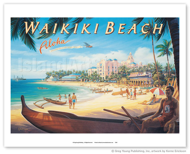 Waikiki Beach, Hawaii - Inter-Island Airways, Ltd. - Poster by Kerne Erickson