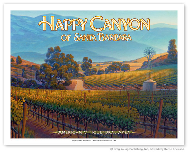 Happy Canyon of Santa Barbara Wineries - Poster by Kerne Erickson