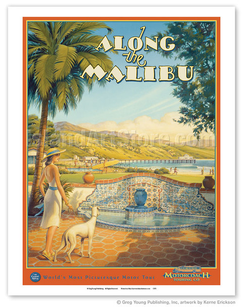 Along the Malibu - The California Coast Highway - Motorcoach Touring Company - Adamson House (Taj Mahal of Tile) - Poster by Kerne Erickson