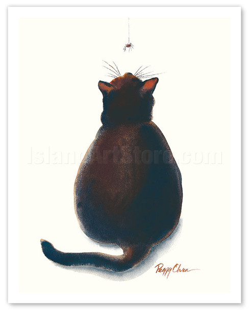 Boo And Spider (Punawelewele) - Hawaiian Black Cat ('ele'ele Popoki) - Poster by Peggy Chun