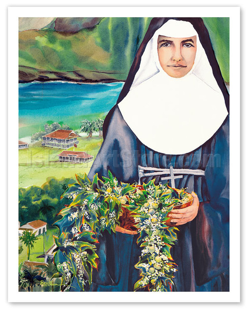 Mother Marianne - Hawaiian Saint of Kalaupapa Molokai Leper Settlement - Poster by Peggy Chun