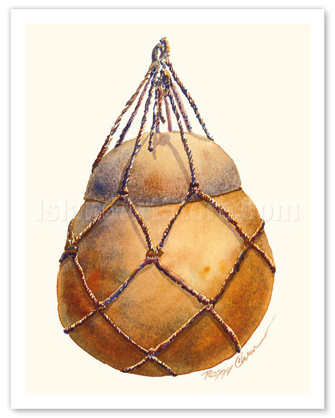 No'u No'u - Hawaiian Tied Gourd Container (Ipu Hawele) - Poster by Peggy Chun