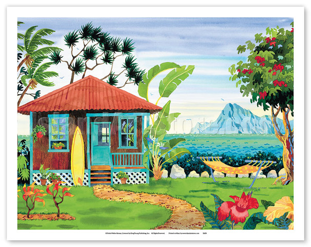 The Beach House - Hawaii - Hawaiian Islands - Tropical Paradise - Poster by Robin Wethe Altman