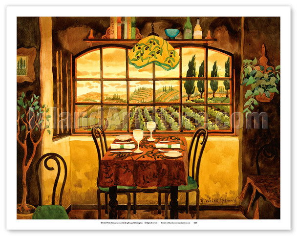 Romantic Dinner in Tuscany - Italy - Italian Villa - Poster by Robin Wethe Altman