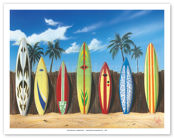 Starting Line Up - Surfboard Art - Poster by Scott Westmoreland