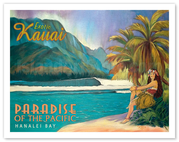 Exotic Kauai, Hawaii - Paradise of the Pacific - Hanalei Bay - Poster by Rick Sharp