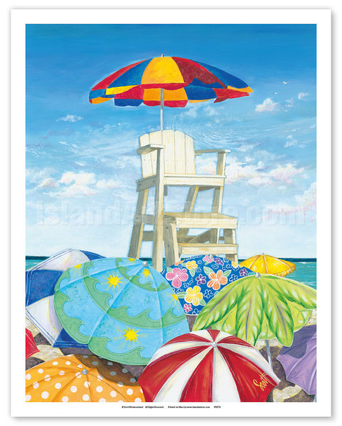 Above the Crowd - Beach Umbrellas - Poster by Scott Westmoreland