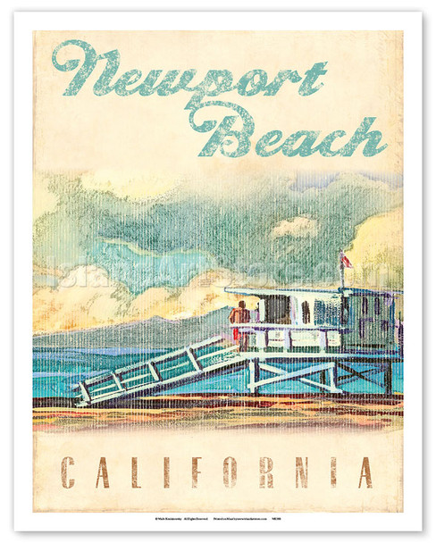 Newport Beach, California - Lifeguard Tower - Poster by Wade Koniakowsky