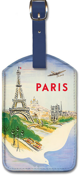 Paris - Eiffel Tower, Notre Dame Cathedral and Basilica of the Sacred Heart - Leatherette Luggage Tag