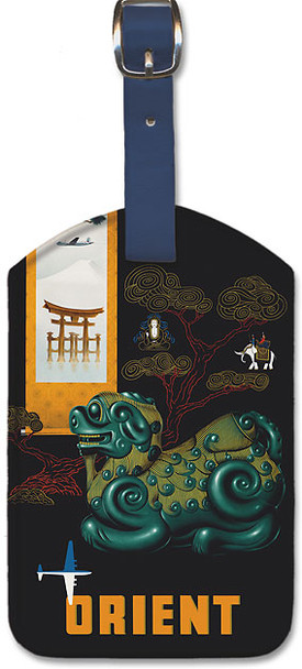 Orient - Philippine Air Lines PAL - Chinese Mythological Jade Carving - DC-68 DC-6 - Leatherette Luggage Tag
