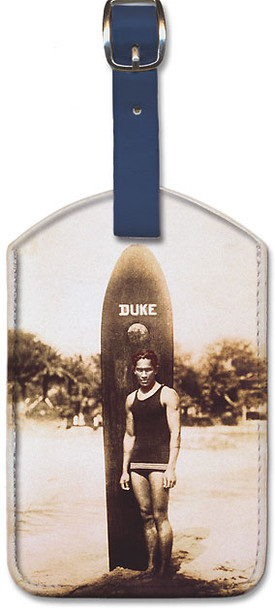 Young Duke Kahanamoku, Honolulu, Hawaii - Vintage Hawaiian Photography - Hawaiian Leatherette Luggage Tag