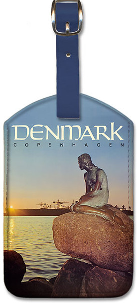 Denmark Copenhagen - Langelinie Little Mermaid Statue - Leatherette Luggage Tag
