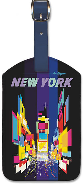 New York Times Square by David Klein - Leatherette Luggage Tag