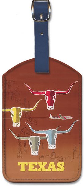 Texas - Longhorns by Joseph Charles Parker - Leatherette Luggage Tag