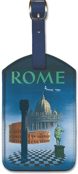 Pan American: Rome by Clipper - Vatican and Coliseum - Vintage Airline Travel - Leatherette Luggage Tag