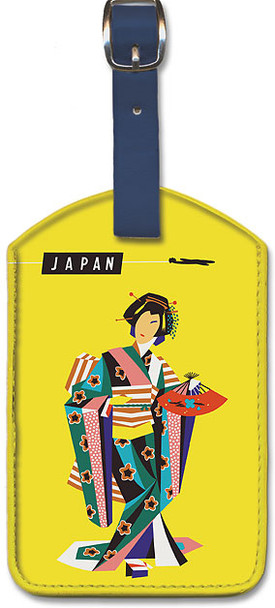 Japan - Qantas Airways - Japanese Geisha - Leatherette Luggage Tag