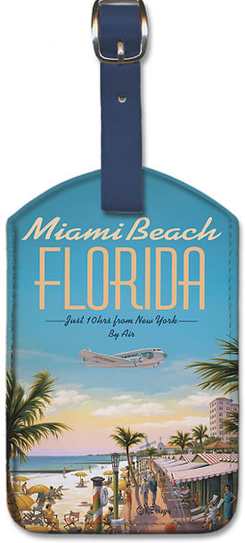 Miami Beach, Florida - Eastern Airlines - Just 10 hrs from New York by Kerne Erickson - Leatherette Luggage Tag