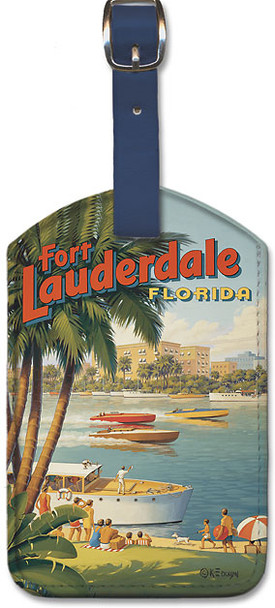 Fort Lauderdale, Florida - A Tropical Wonderland - Boat Racers - Yachting Capital of the World by Kerne Erickson - Leatherette Luggage Tag