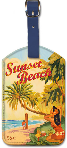 Sunset Beach by Rick Sharp - Leatherette Luggage Tag