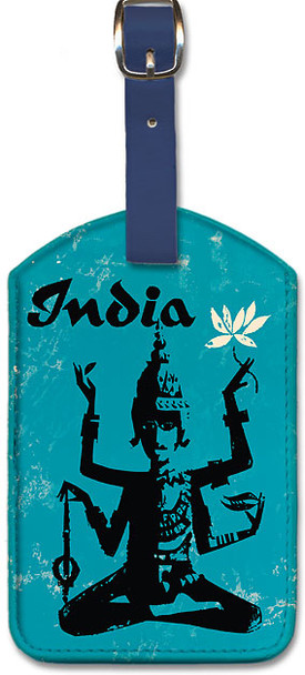 India - Four Arm Bodhisattva Holding Lotus Flower - Vintage Travel - Leatherette Luggage Tag