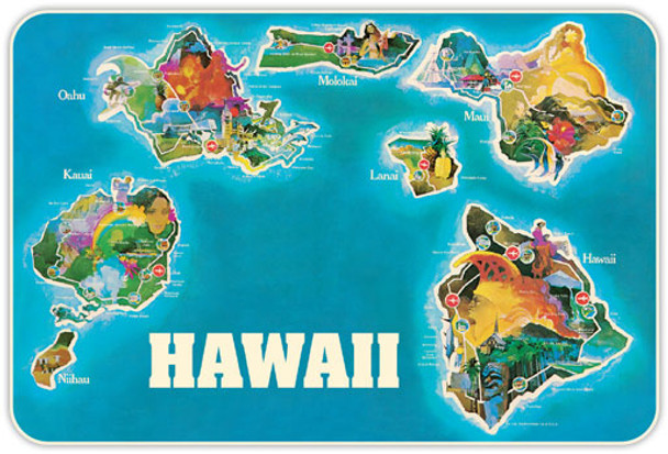 Hawaii Map - Hawaiian Art Sticker