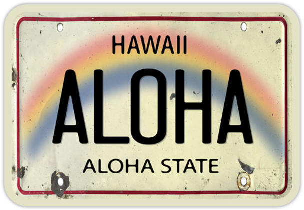 Aloha License Plate - Hawaiian Art Sticker