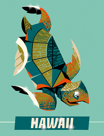 Pacific Islands Turtle - Hawaiian 'Alohi Glitter Magnet