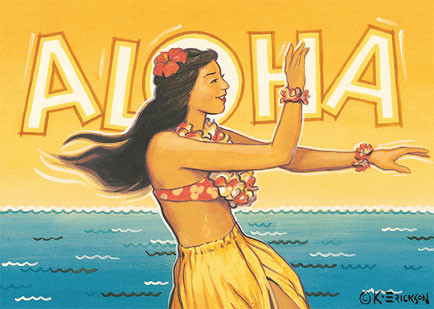 Aloha (Hula Girl) by Kerne Erickson - Hawaiian Magnet | Pacifica
