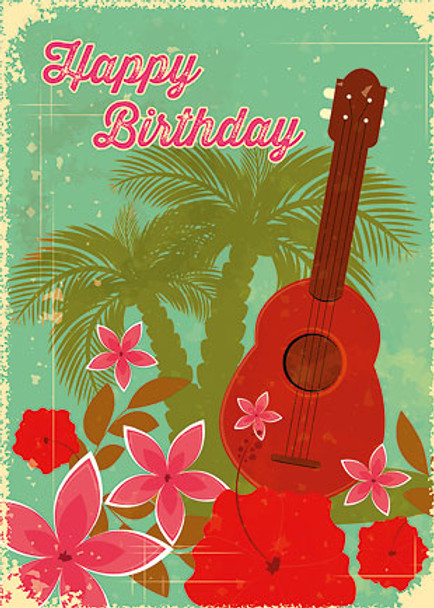 Hawaiian Birthday Ukulele - Hawaiian Happy Birthday Greeting Card Hawaiian Birthday Ukulele - Hawaiian Happy Birthday Greeting Card