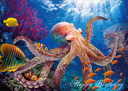 Octopus - Happy Birthday Greeting Card