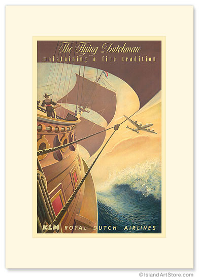 KLM Royal Dutch Airlines: The Flying Dutchman by Leendert Spierenburg - Premium Vintage Collectible Greeting Card