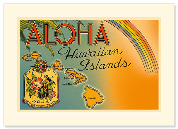 Aloha Hawaiian Islands - Premium Vintage Collectible Greeting Card Aloha Hawaiian Islands - Premium Vintage Collectible Greeting Card