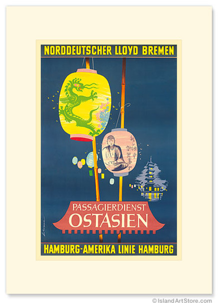 Hamburg America Line, Ostasien - Premium Vintage Collectible Greeting Card Hamburg America Line, Ostasien - Premium Vintage Collectible Greeting Card