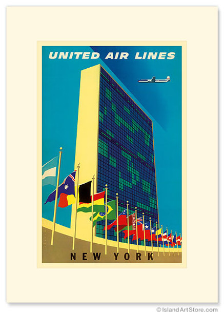United Airlines New York - United Nations (UN) Headquarters Manhattan - Premium Vintage Collectible Greeting Card United Airlines New York - United Nations (UN) Headquarters Manhattan - Premium Vintage Collectible Greeting Card