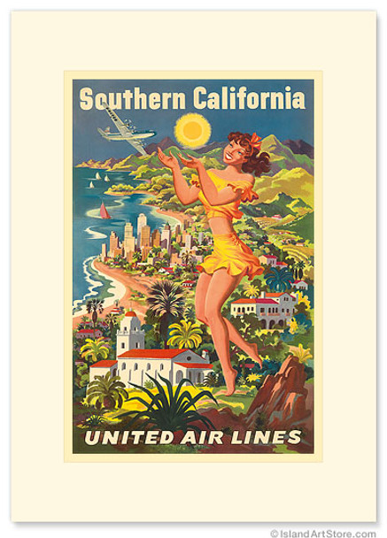 Southern California, United Airlines - Premium Vintage Collectible Greeting Card Southern California, United Airlines - Premium Vintage Collectible Greeting Card