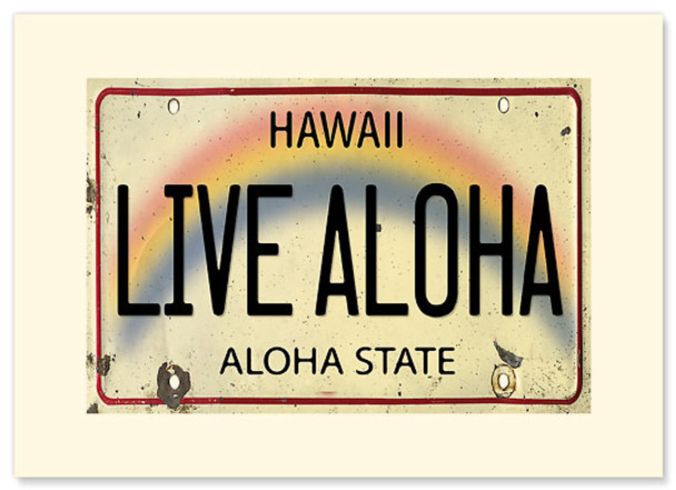 Live Aloha License Plate - Premium Vintage Collectible Greeting Card Live Aloha License Plate - Premium Vintage Collectible Greeting Card