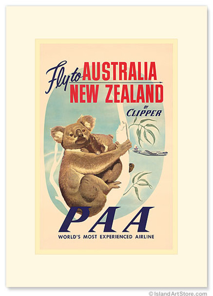 Fly to Australia and New Zealand - Koala - Premium Vintage Collectible Greeting Card Fly to Australia and New Zealand - Koala - Premium Vintage Collectible Greeting Card