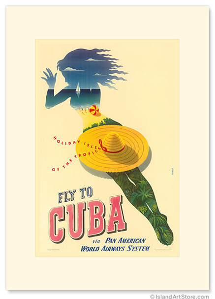 Pan Am Fly to Cuba - Holiday Isles of the Tropic - Premium Vintage Collectible Greeting Card Pan Am Fly to Cuba - Holiday Isles of the Tropic - Premium Vintage Collectible Greeting Card