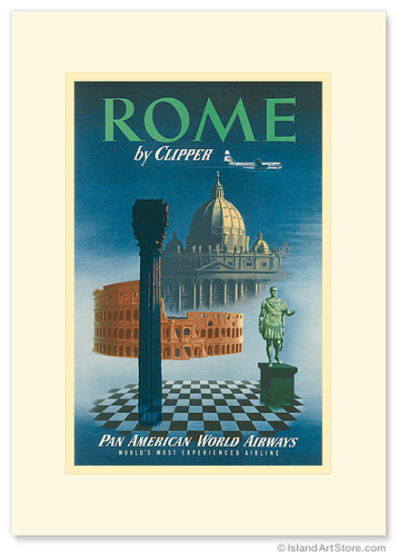 Pan American: Rome by Clipper - Vatican and Coliseum - Premium Vintage Collectible Greeting Card Pan American: Rome by Clipper - Vatican and Coliseum - Premium Vintage Collectible Greeting Card