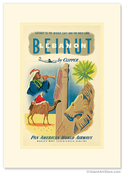 Pan American: Beirut - Lebanon by Clipper - Premium Vintage Collectible Greeting Card Pan American: Beirut - Lebanon by Clipper - Premium Vintage Collectible Greeting Card