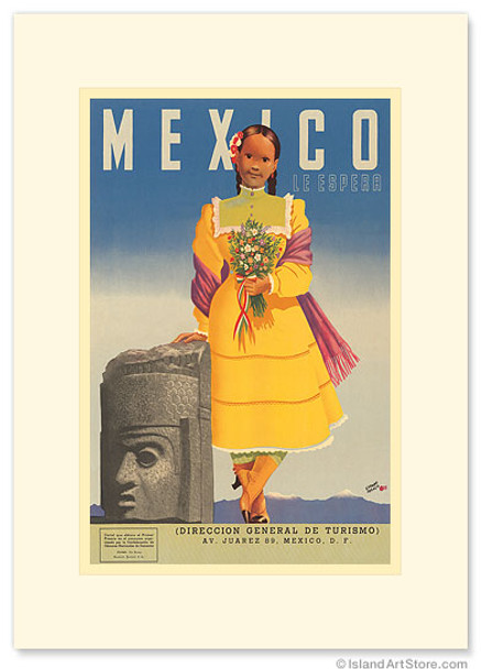 Mexico Le Espera - Premium Vintage Collectible Greeting Card Mexico Le Espera - Premium Vintage Collectible Greeting Card