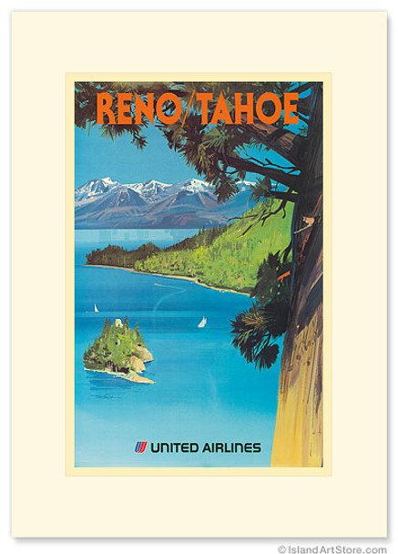 United Airlines Reno/Tahoe - Lake and Mountains - Premium Vintage Collectible Greeting Card United Airlines Reno/Tahoe - Lake and Mountains - Premium Vintage Collectible Greeting Card