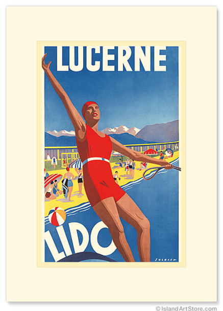 Lido, Lake Lucerne, Switzerland - Premium Vintage Collectible Greeting Card Lido, Lake Lucerne, Switzerland - Premium Vintage Collectible Greeting Card