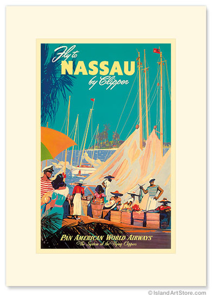 Pan American Nassau Bahamas by Clipper - Premium Vintage Collectible Greeting Card Pan American Nassau Bahamas by Clipper - Premium Vintage Collectible Greeting Card