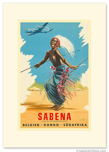 Sabena Airlines, Belgium - Congo - S.Africa - Premium Vintage Collectible Greeting Card Sabena Airlines, Belgium - Congo - S.Africa - Premium Vintage Collectible Greeting Card