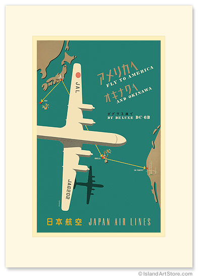Japan Airlines: Fly to America by Crane - Premium Vintage Collectible Greeting Card