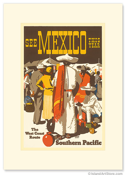 Southern Pacific Railroad: See Mexico This Year - Premium Vintage Collectible Greeting Card Southern Pacific Railroad: See Mexico This Year - Premium Vintage Collectible Greeting Card