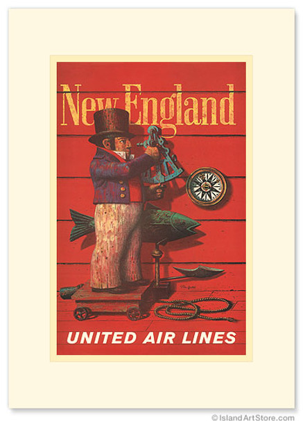 United Air Lines - New England - Premium Vintage Collectible Greeting Card United Air Lines - New England - Premium Vintage Collectible Greeting Card