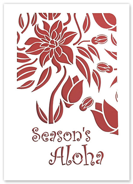 Season's Aloha Hawaiian Rose - Laser Cut Holiday Greeting Card Season's Aloha Hawaiian Rose - Laser Cut Holiday Greeting Card