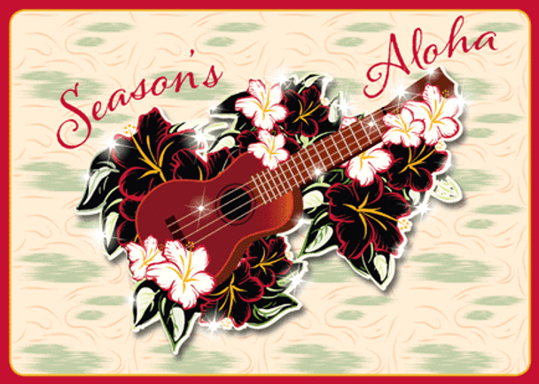 Holiday 'Ukulele - Holiday Greeting Card w/Glitter Holiday 'Ukulele - Holiday Greeting Card w/Glitter